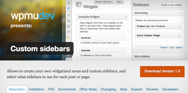 wordpress plugin - sidebars